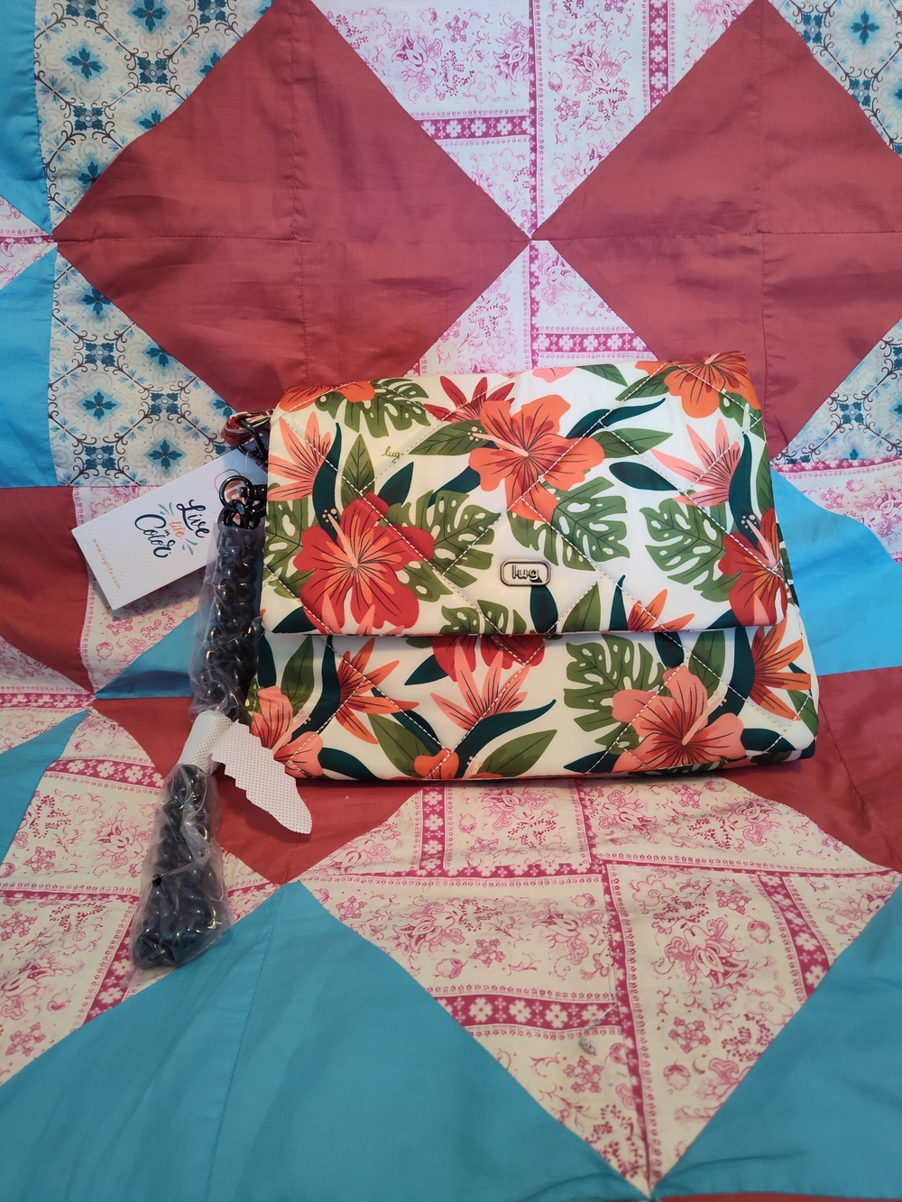 Lug Plie Lush Lauh Floral Crossbody Bag - Orange Tropical Print